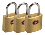 Travel Sentry Mini Padlock Brass Square - 3 Pack
