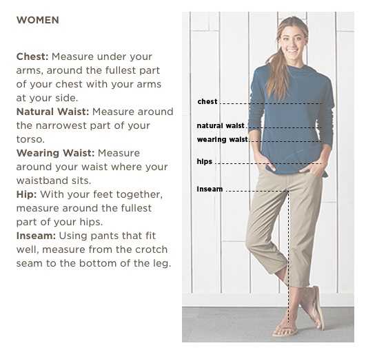 Toad and Co Women's Measurements