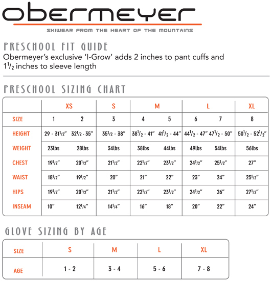 Obermeyer Sizing