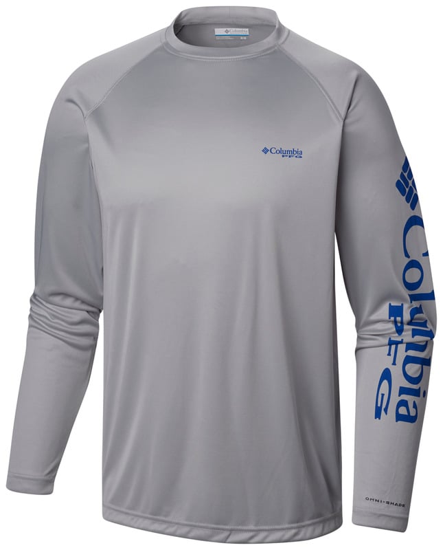 Columbia Men's PFG Terminal Tackle Long Sleeve Shirt - Cool Grey Vivid Blue