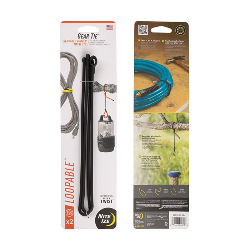 Niteize Gear Tie Loopable 18 in - 2 Pack