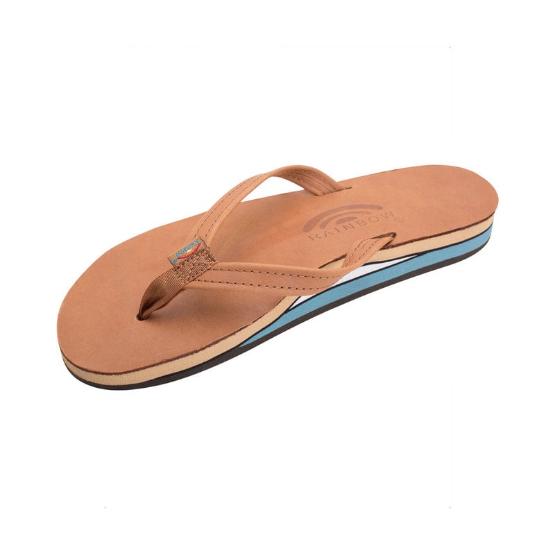 Rainbow Sandals Double Layer Leather Flip Narrow - Women`s