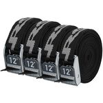 NRS 1 in Heavy Duty Straps 12 Ft - 4 Pack: STEALTHBLACK