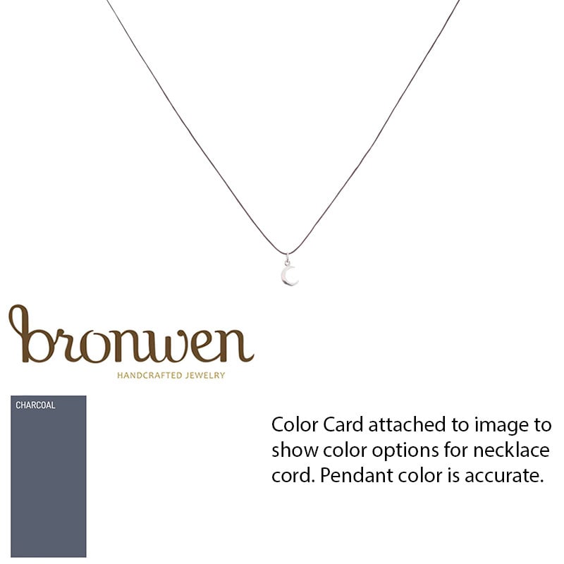 Bronwen Jewelry Tiny Charm Necklace - Silver Crescent Moon - 16 in