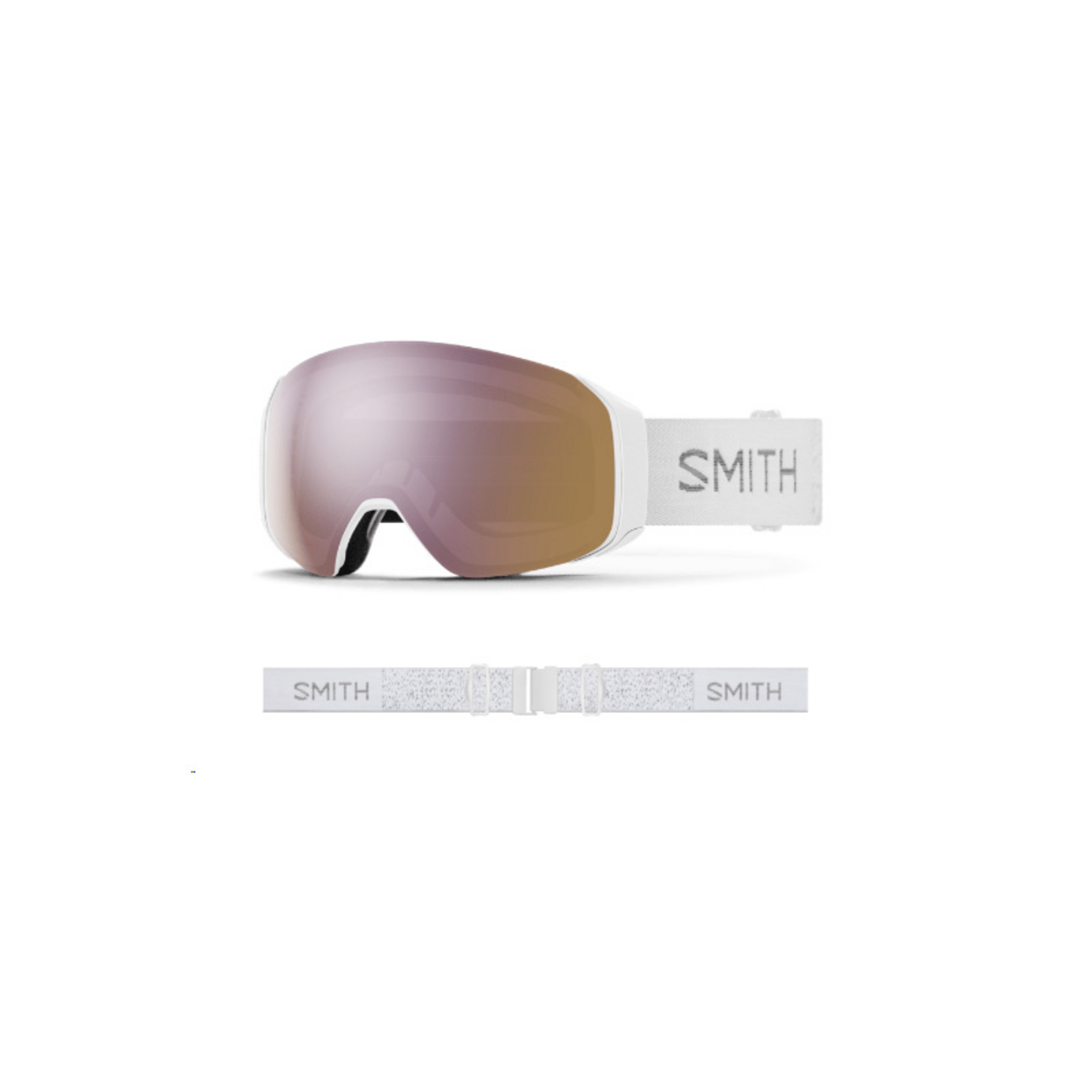 Smith 4D Mag S Goggle - White Chunky Knit/ChromaPop Everyday Rose Gold Mirror