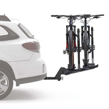The Yakima Stage 2 attached to a car with bikes attached. 